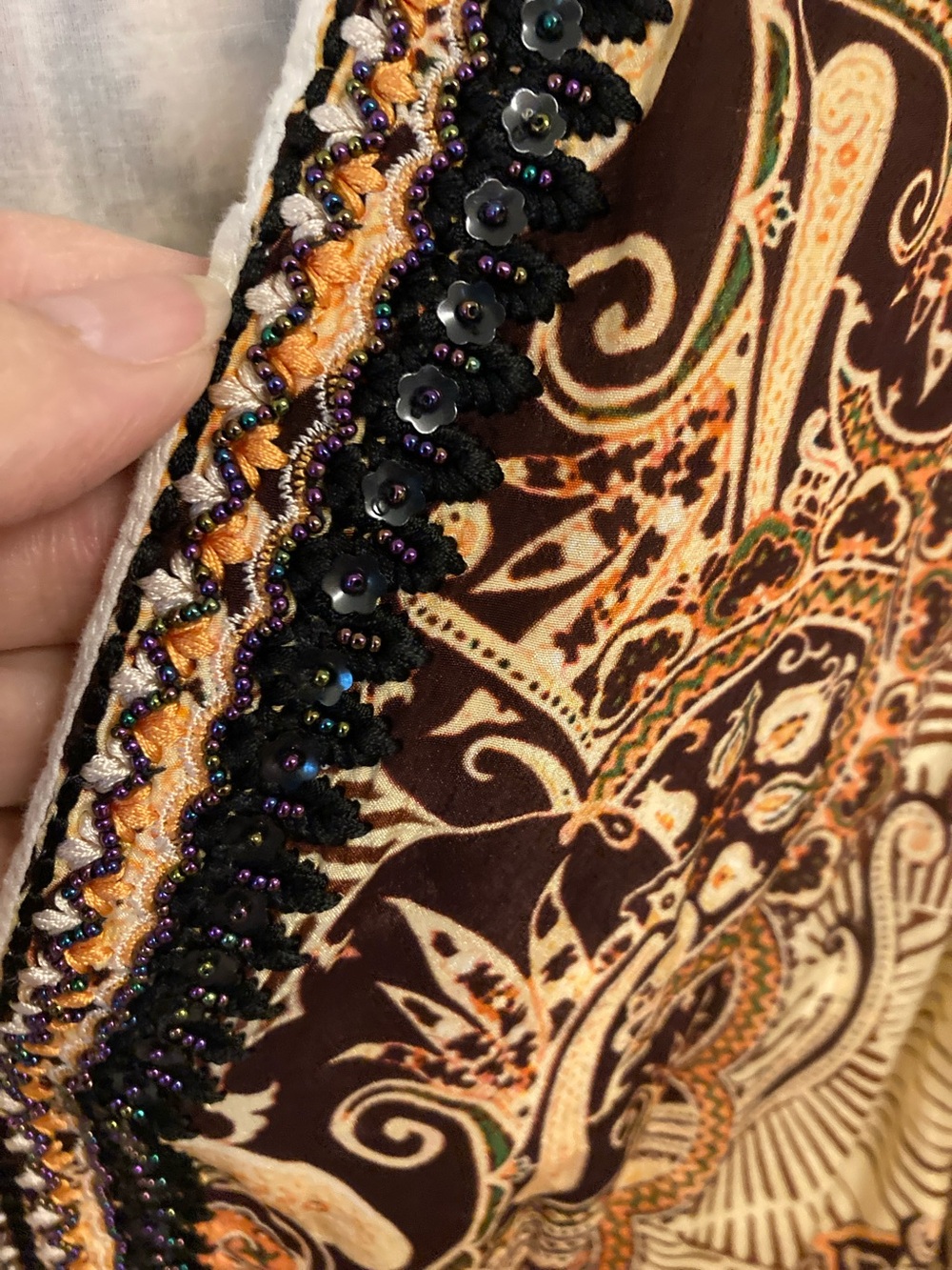 Bohemian V-Neck Maxi Dress in Brown and Cream - Picture 3 of 16